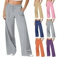 thumbnail image 1 of Loopsun Womens Long Pants, Wide Leg Sweatpants for Women, Women Casual Solid Wide Leg Drawstring Sweatpants Long Pants with Pockets Orange, M, 1 of 5