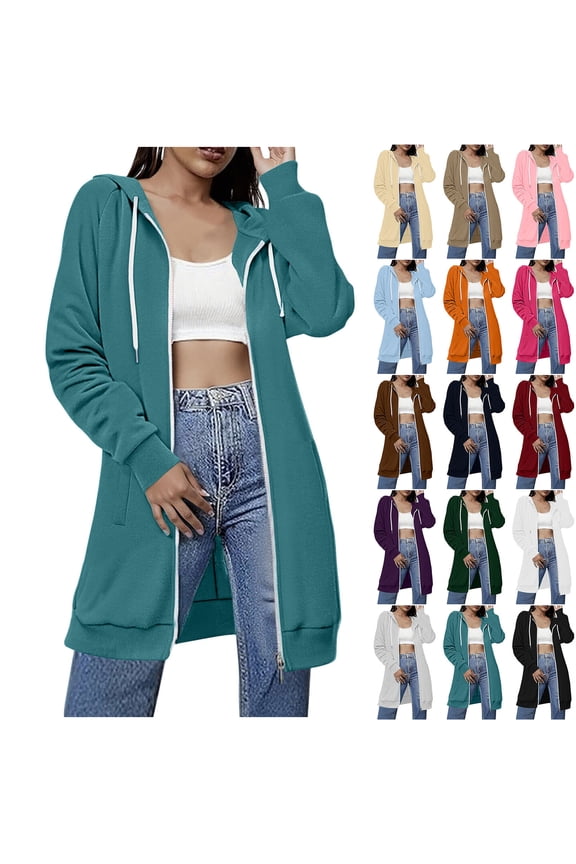 Womens Outerwear Coats, Hooded Sweatshirts Jackets for Women, Women's Casual Loose Solid Raglan Sleeve Hooded Sweatshirt Mid Length Jacket with Double Pockets Hot Pink, XL