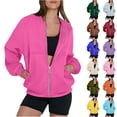 thumbnail image 1 of Loopsun Womens Outerwear Coats, Sweatshirts Jackets for Women, Women's Casual Zipper Jacket Long Sleeve Outerwear with Double Pockets Orange, L, 1 of 4