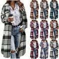 thumbnail image 1 of Loopsun Womens Outerwear Jackets, Plaid Coats for Women, Women's Casual Lapel Plaid Wool Buttons Jacket Top with Pockets Brown, M, 1 of 4