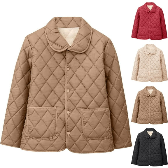 Loopsun Womens Outerwear Jackets, Winter Quilted Coats for Women, Women's Casual Loose Warm Solid Color Long Sleeve Thickened Cardigan Jacket Black, XXXXL