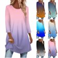thumbnail image 1 of Loopsun Womens Winter Tops, 3/4 Sleeve Shirts for Women, Women's Fashion Printed 3/4 Sleeve Long Top for Daily Wear Black, XL, 1 of 5