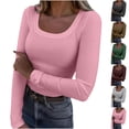 thumbnail image 1 of Loopsun Womens Winter Tops, Basic Long Sleeve Shirts for Women, Women's Casual Comfortable Solid Long Sleeve Round Neck Blouse Shirt Daily Wear Top Coffee, L, 1 of 5