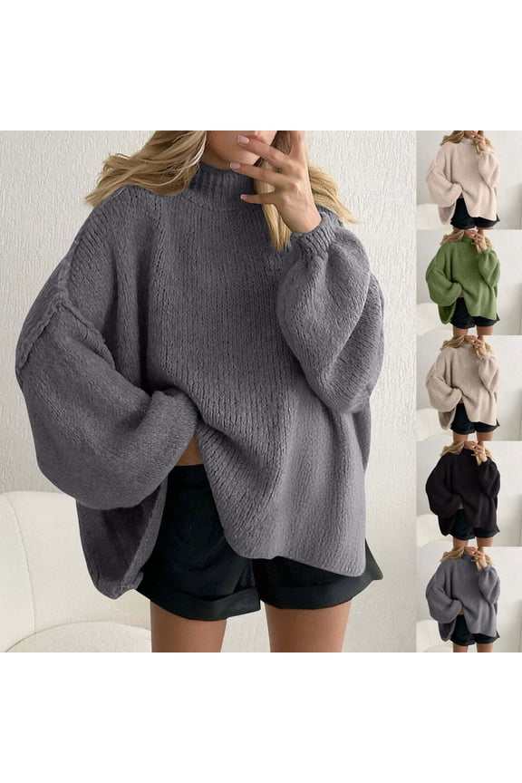 Womens Winter Tops, Knitted Sweaters for Women, Women's Knitted Turtle Neck Pullover Sweater Top Beige, M