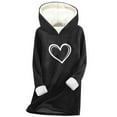 thumbnail image 1 of Winter Fashion Heart Print Sweatshirt Women's Thickened Casual Pullover Long Sleeve Hooded Sweatshirt My Items, 1 of 3
