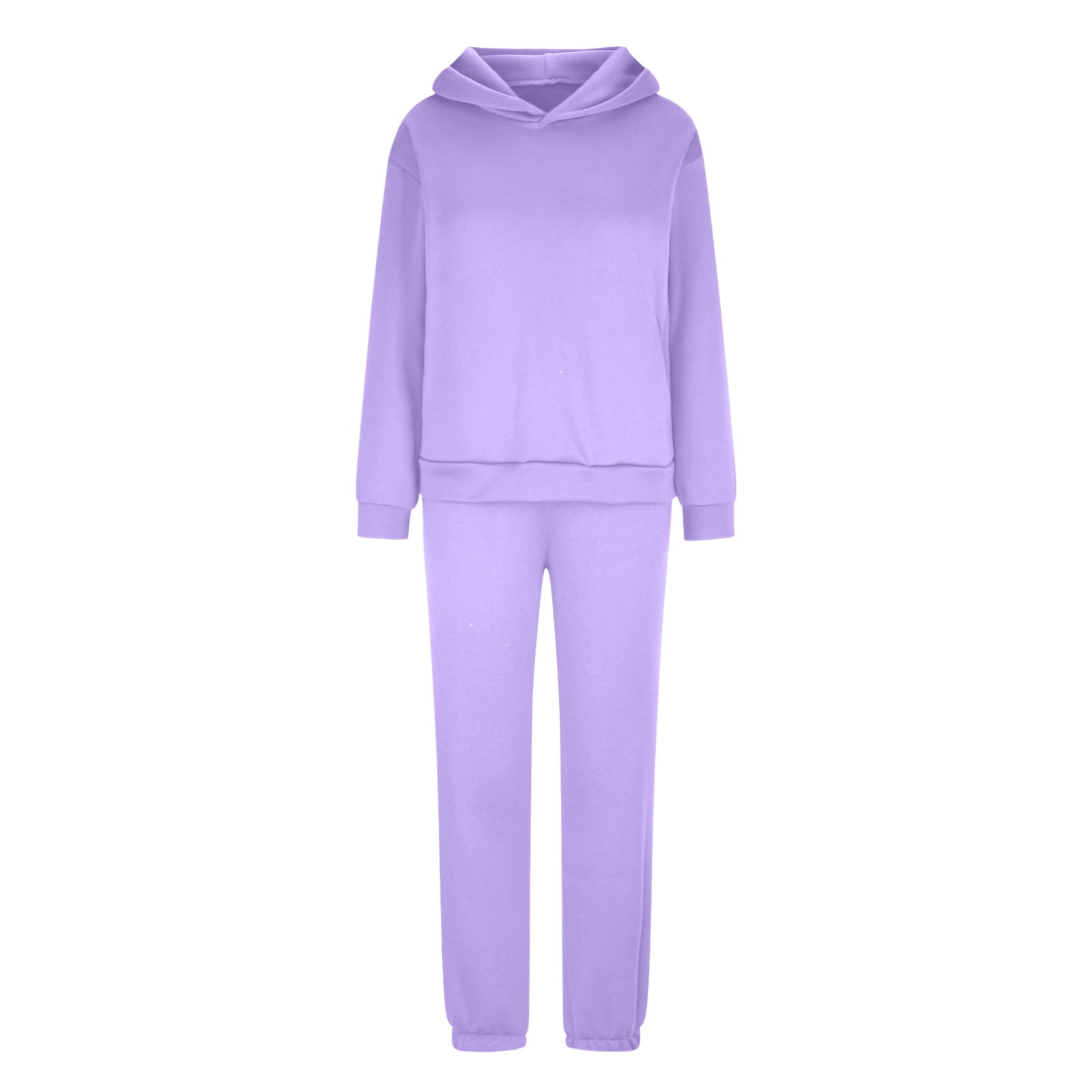 wybzd Women's Casual Hoodies Tracksuit 2 Piece Sweatshirt Long Sleeve  Hooded Tops with Pocket+Long Pants Sets Purple S 