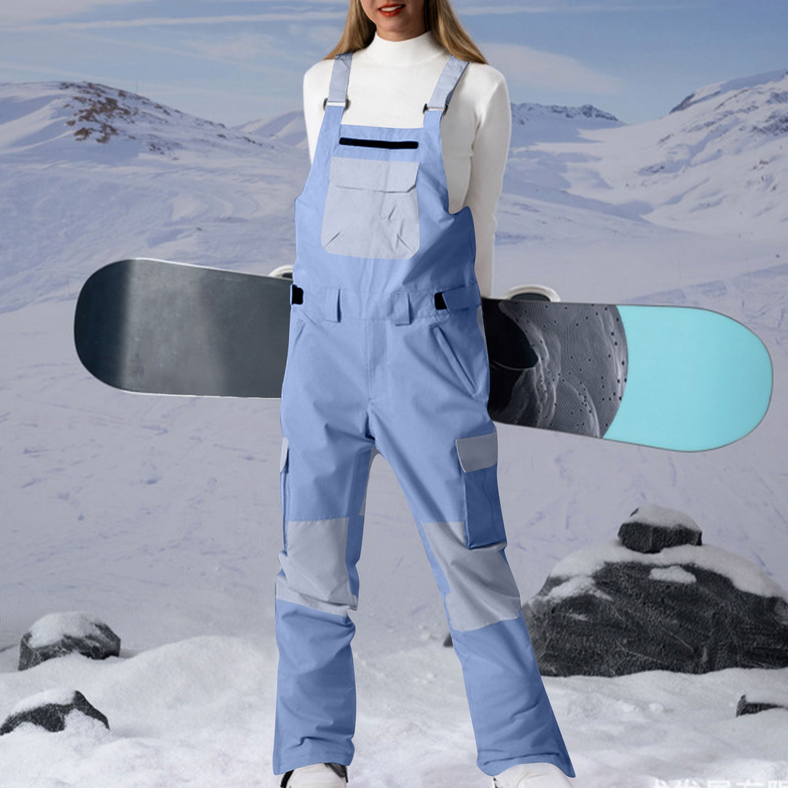 Rciityk Blue Women and Mens Snow Bib Adjustable Overalls Pants Wear ...