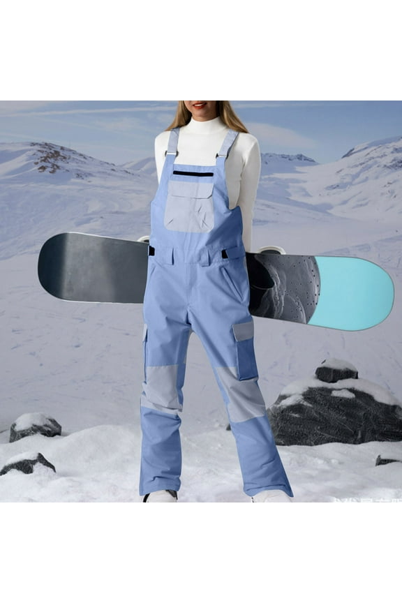 Women's Ski Snow Bib Pants Winter Warm Windproof Fashion Skiwear Clothes Pants Hiking Climbing Insulated Ski Pants