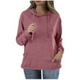thumbnail image 1 of Winter Savings SEMPAI Long Sleeve Hoodies Sweatshirts Round Neck 60%Polyester,5%Spandex,35%Cotton Plus Size Tops Hoodies Classic Fit Soft and Comfortable Oversized Oversized Hoodies for Women, 1 of 1