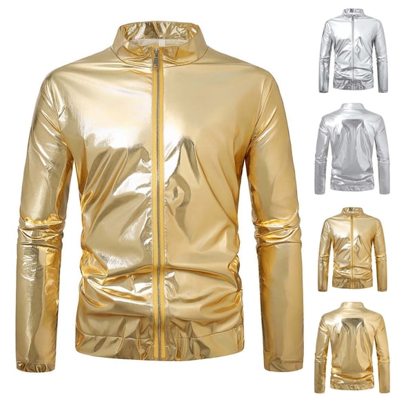 SROBPTY Mens Winter Coats, Casual Jackets for Men, Men's Solid Color Performance Stand Up Collar Jacket with Pocket Silver,XXXXL