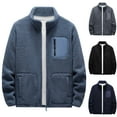 thumbnail image 1 of SROBPTY Mens Winter Coats, Fleece Jackets for Mens, Men's Fleece Lined Stand Up Collar Cardigan Jacket with Pocket Gray,XXXXXL, 1 of 3