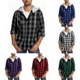 thumbnail image 1 of SROBPTY Mens Winter Coats, Shirt Jackets for Men, Men's Casual Long Sleeve Button Hooded Plaid Shirt Jacket Outerwear with Pocket Green,XXXL, 1 of 5