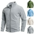thumbnail image 1 of SROBPTY Mens Winter Coats, Shirt Jackets for Men, Men's Fashion Casual Solid Long Sleeve Fleece Stand Up Collar Zipper Jacket Light Blue,L, 1 of 4