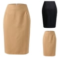 thumbnail image 1 of SROBPTY Womens Skirts, Skirts for Women Trendy, Women's High Waist Knee Length Solid Midi Skirts Black,M, 1 of 4