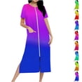 thumbnail image 1 of SROBPTY Womens Sleepwear, Nightgowns for Women, Women's Printed Zipper Full Length Home Pajama Dress with Pockets Green,L, 1 of 5