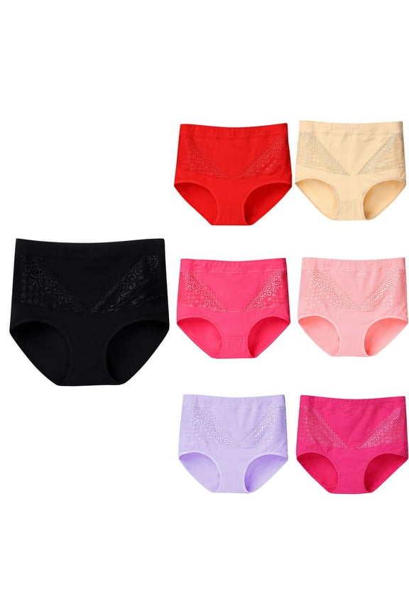 Womens Underwear, Panties for Women, Women's Solid High Waist Comfortable Lace Underwear Red,XXL