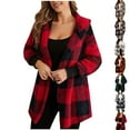 thumbnail image 1 of SROBPTY Womens Winter Jackets, Fleece Coats for Women, Women's Plaid Turn-down Collar Long Sleeve Fleece Loose Cardigan Jacket Outerwear Coats Khaki,XXXL, 1 of 5