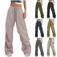 thumbnail image 1 of SROBPTY Womens Winter Long Pants, Cargo Pants for Women, Women's Loose Drawstring Elastic Waist Sports Wide Leg Pants with Side Pockets Yellow,XL, 1 of 5
