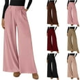 thumbnail image 1 of SROBPTY Womens Winter Long Pants, Casual Pants for Women, Women's Casual Comfortable High Waist Elastic Waist Wide Leg Pants Wine,S, 1 of 4