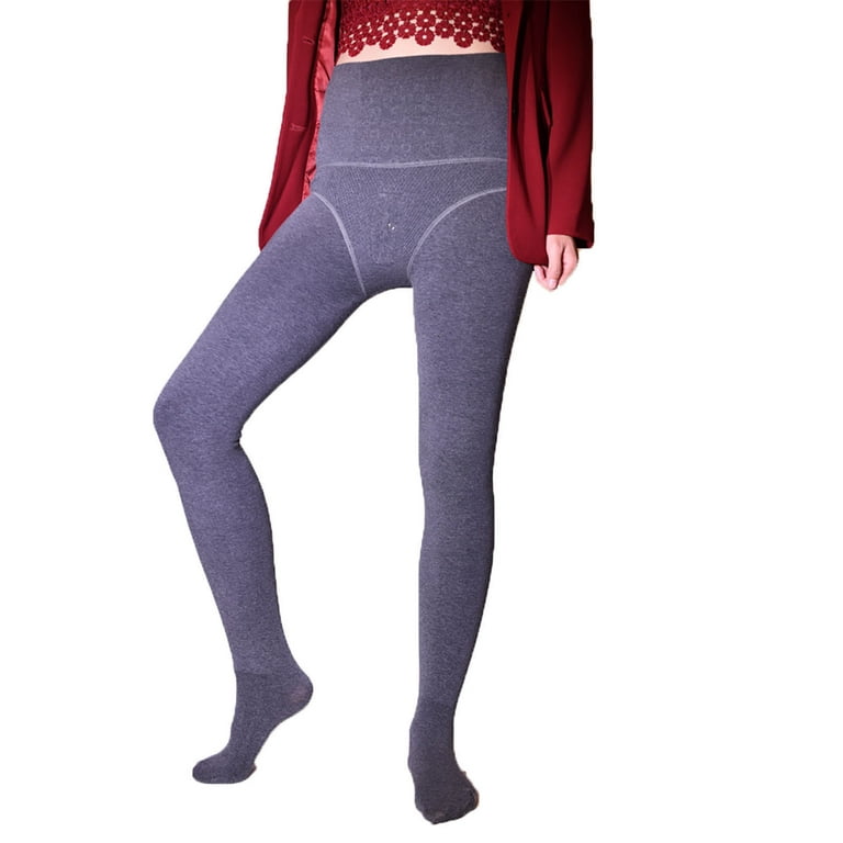 Women Winter Leggings Thick Pants Skin-transparent Fleece Lined