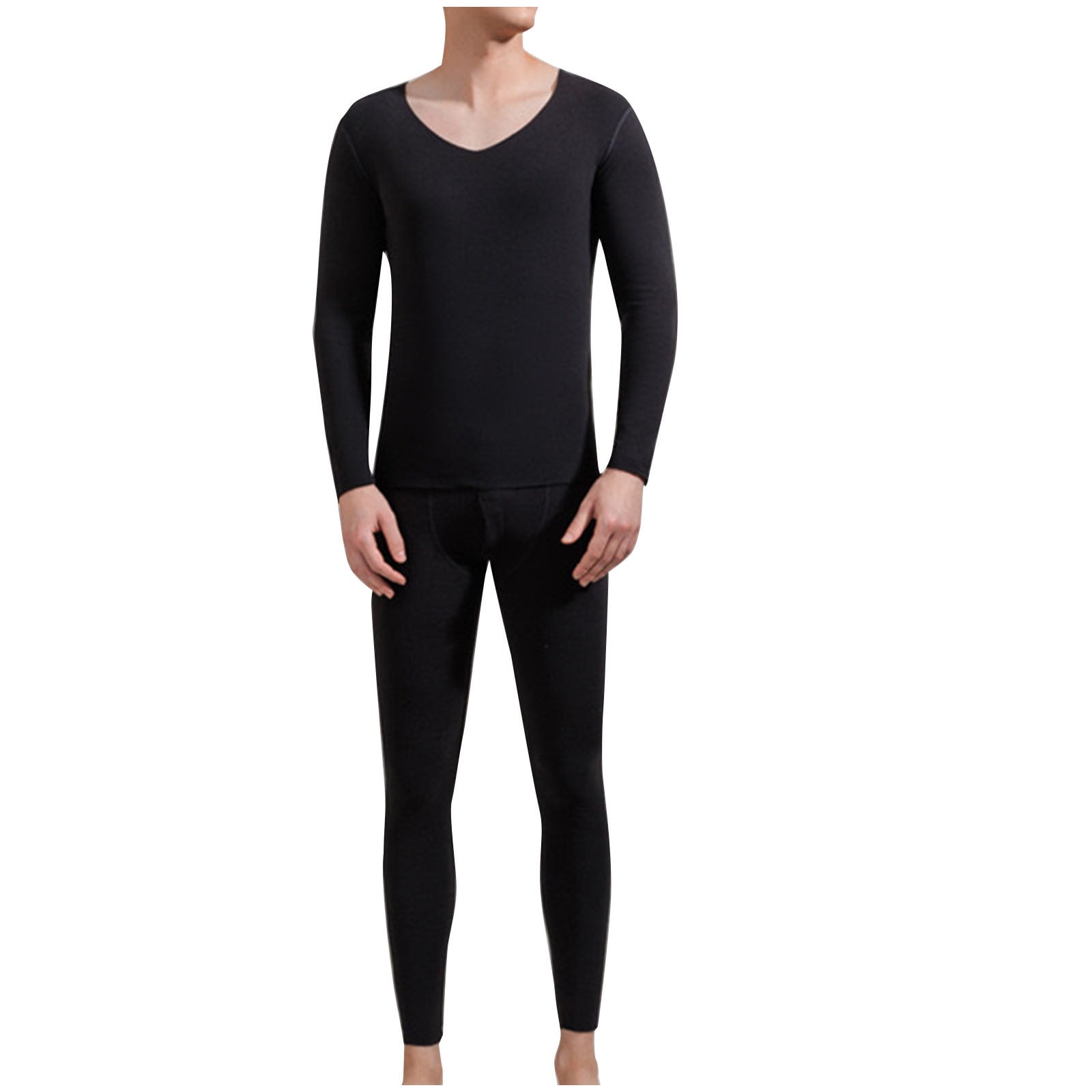 Winter Savings TMOYZQ Mens Big & Tall Thermal Underwear Set, Winter Warm Long Johns Thermals Top and Bottom Pants Fleece Lined Base Layer for Cold Weather