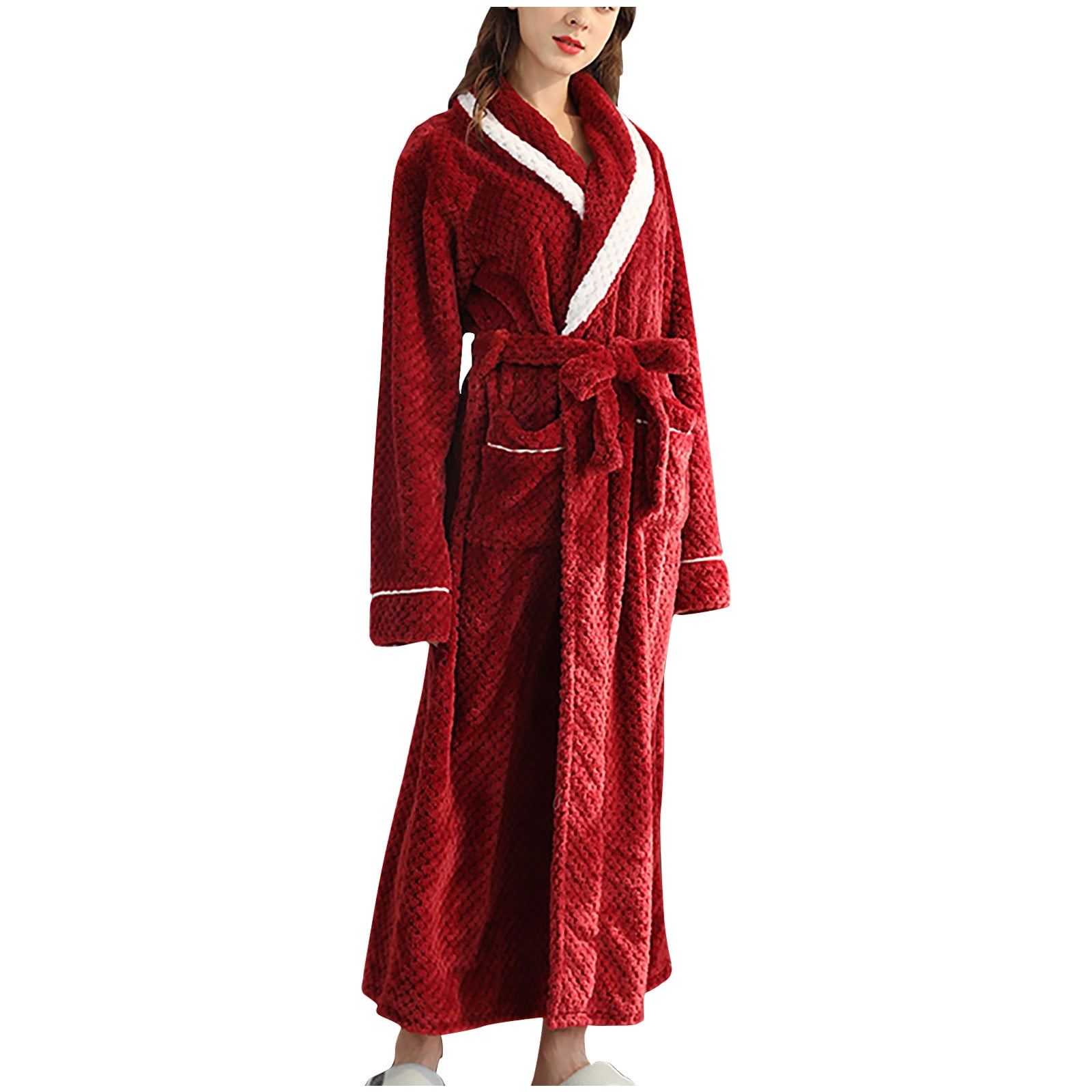 Long Sleeved Soft Flannel Bathrobe main image 1