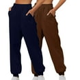 thumbnail image 1 of Titcea 2PC Sweatpants Women Elastic Waisted Foot Binding Solid Color Fleece Joggers with Pockets Baggy Casual Sweatpants, 1 of 5