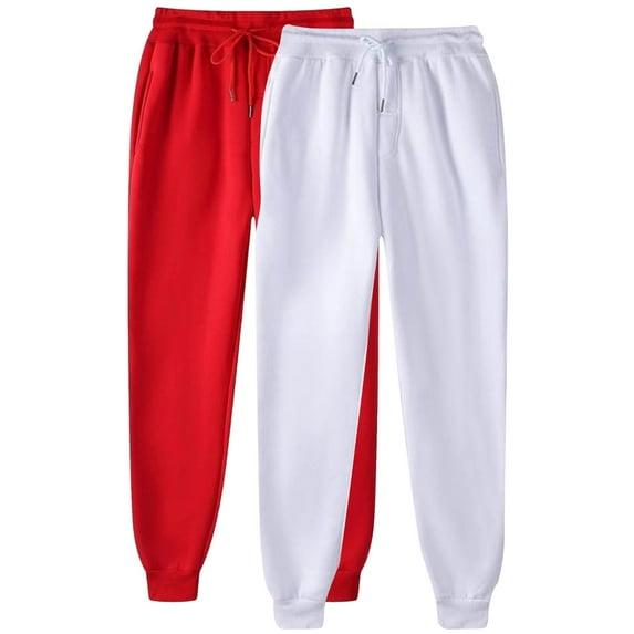 Titcea 2PC Women's Pants Solid Color Elastic Waisted Drawstring Sweatpants with Pockets Loose Comfort Casual Joggers
