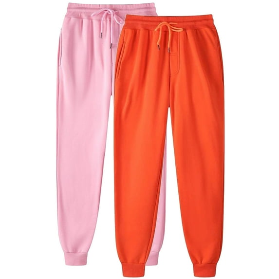 Titcea 2PC Women's Pants Solid Color Elastic Waisted Drawstring Sweatpants with Pockets Loose Comfort Casual Joggers