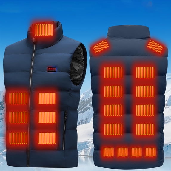 Titcea Heated Vest for Men, 3 Heating Levels 16 Heating Zones Four Control Heated Jacket Lightweight Button Up Warming Jacket, Gifts for Men