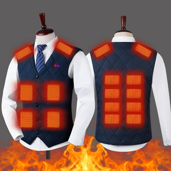 Winter Savings! Titcea Heated Vest for Men, 3 Heating Levels 16 Heating Zones Double Control Heated Jacket Lightweight Button Up Warming Jacket, Gifts for Men