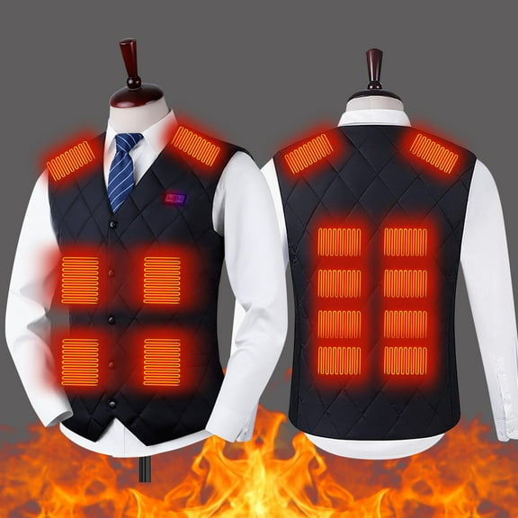 Winter Savings! Titcea Heated Vest for Men, 3 Heating Levels 16 Heating Zones Double Control Heated Jacket Lightweight Button Up Warming Jacket, Gifts for Men