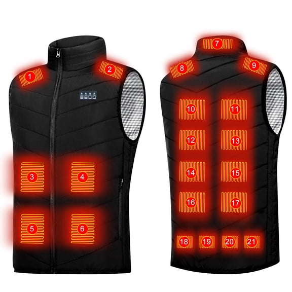 Titcea Heated Vest for Men, 3 Heating Levels 21 Heating Zones Four Control Heated Jacket Lightweight Button Up Warming Jacket, Gifts for Men
