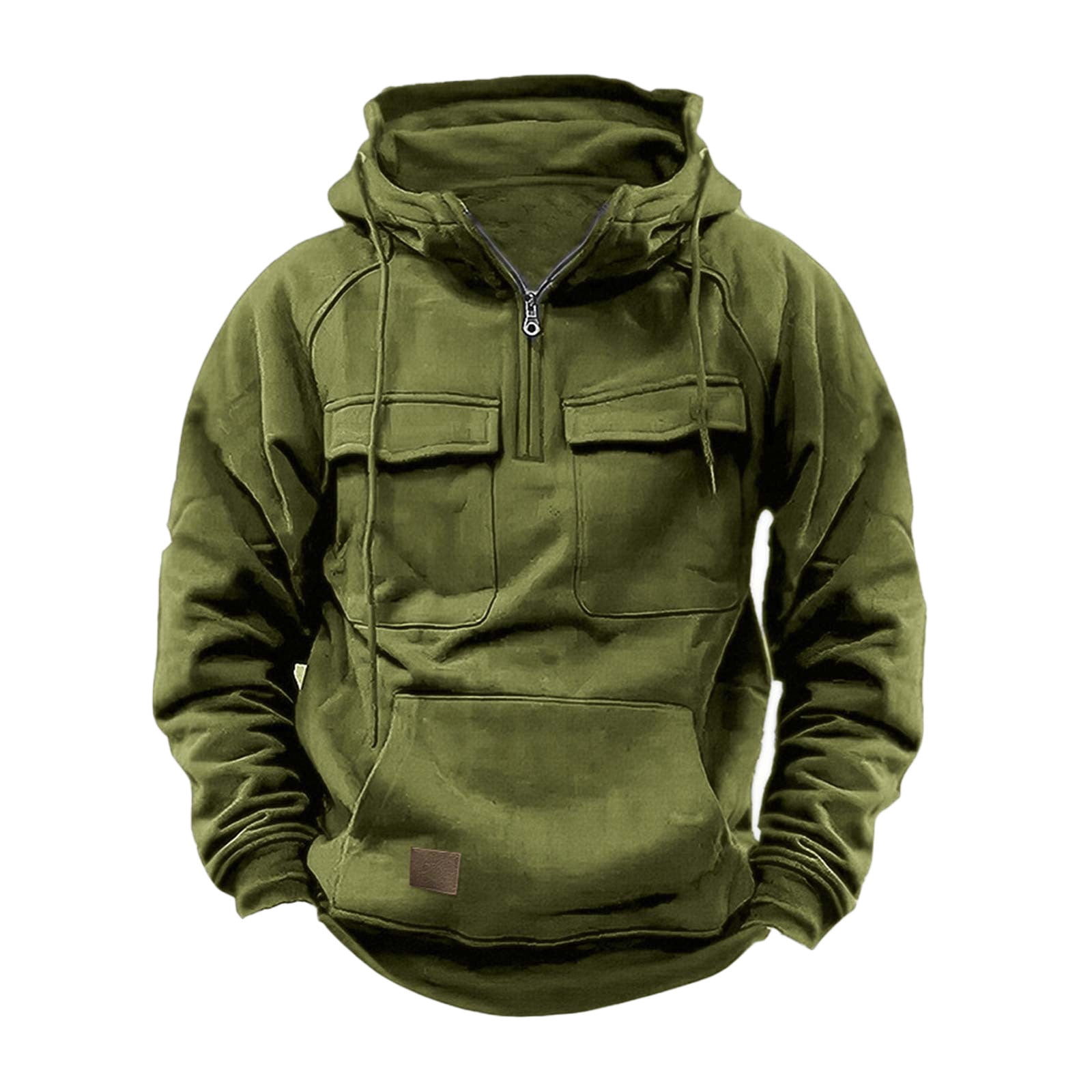 Titcea Hoodies for Men Quarter Zip Pullover Winter Cargo Hooded Sweatshirt Workout Outdoor Hoodies with Pockets