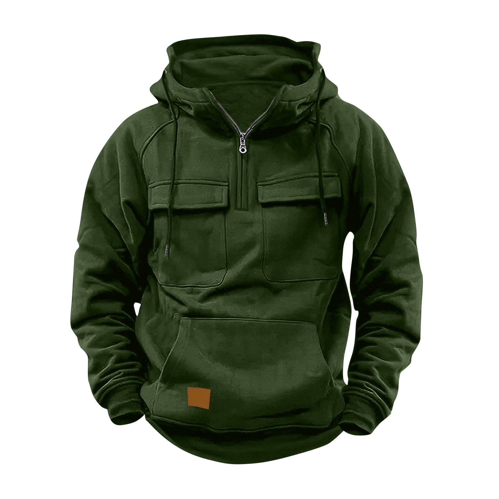 Titcea Hoodies for Men Quarter Zip Pullover Winter Cargo Hooded Sweatshirt Workout Outdoor Hoodies with Pockets