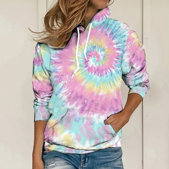 Titcea Hoodies for Women Fashion Printed Drawstring Long Sleeve Hoodie with Pockets Loose Casual Pullover Sweatshirt