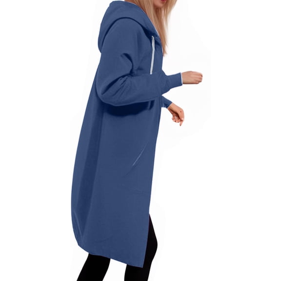 Titcea Hoodies for Women Solid Color Long Sleeve Drawstring Zip Up Hoodie with Pockets Long Casual Sweatshir