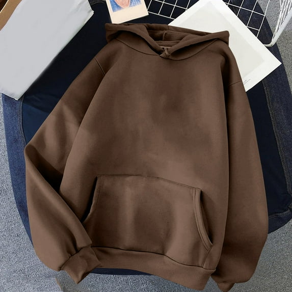 Titcea Hoodies for Women Solid Color Oversized Drawstring Long Sleeve Hoodie with Pockets Loose Casual Pullover Sweatshirt