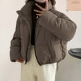 thumbnail image 1 of Titcea Puffer Jacket Womens Standing Collar Down Thickened Zip Up Drawstring Short Winter Coats with Pockets Warm Comfort Jackets, 1 of 6