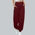 thumbnail image 1 of Titcea Sweatpants Women Elastic Waisted Foot Binding Solid Color Fleece Joggers with Pockets Baggy Casual Sweatpants, 1 of 8