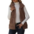 thumbnail image 1 of Winter Women's Warm Lapel Vest Sleeveless Cardigan Vest Jacket Zip up Jacket No Hood Solid Color Outerwear with Pockets My Order My Items, 1 of 8