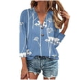 thumbnail image 1 of Womens Shirts Casual V-Neck Loose Fit Tunic Shirt Floral Printed 3/4 Sleeve Comfy Plus Size Ladies Tops and Blouses, 1 of 5