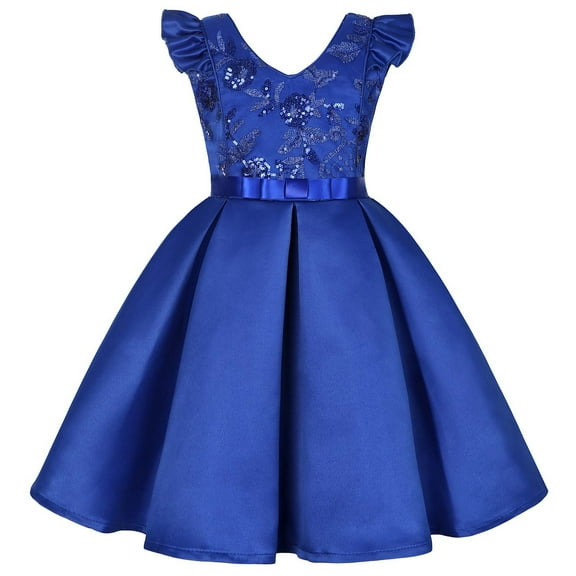 Yievot Toddler Girls Sparkly Floral Princess Dress with Bow Bridesmaid Pageant Gown Birthday Party Girls Dress Outfit 2-10 Years 2025 Summer Baby Girl Dress Gifts