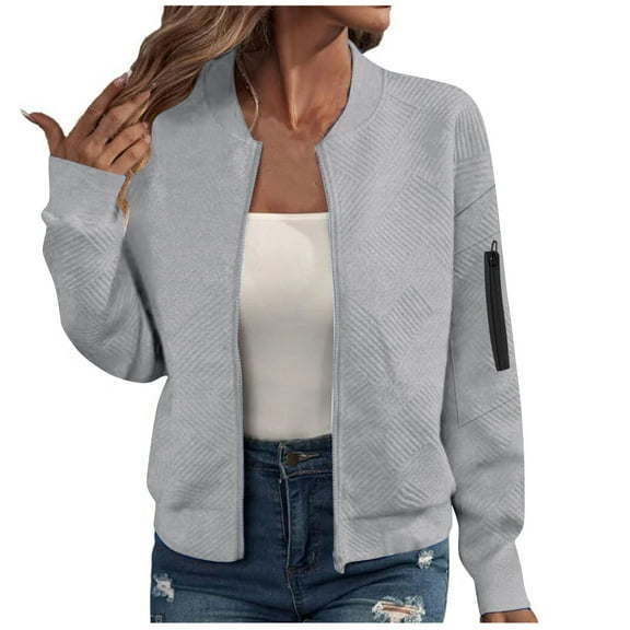 Winter Zip up Sweatshirt Jacket Women's Long Sleeve Sweatshirt with Zipper Jacket Coarse Knitted Baseball Jacket Winter Coats My Items My Order