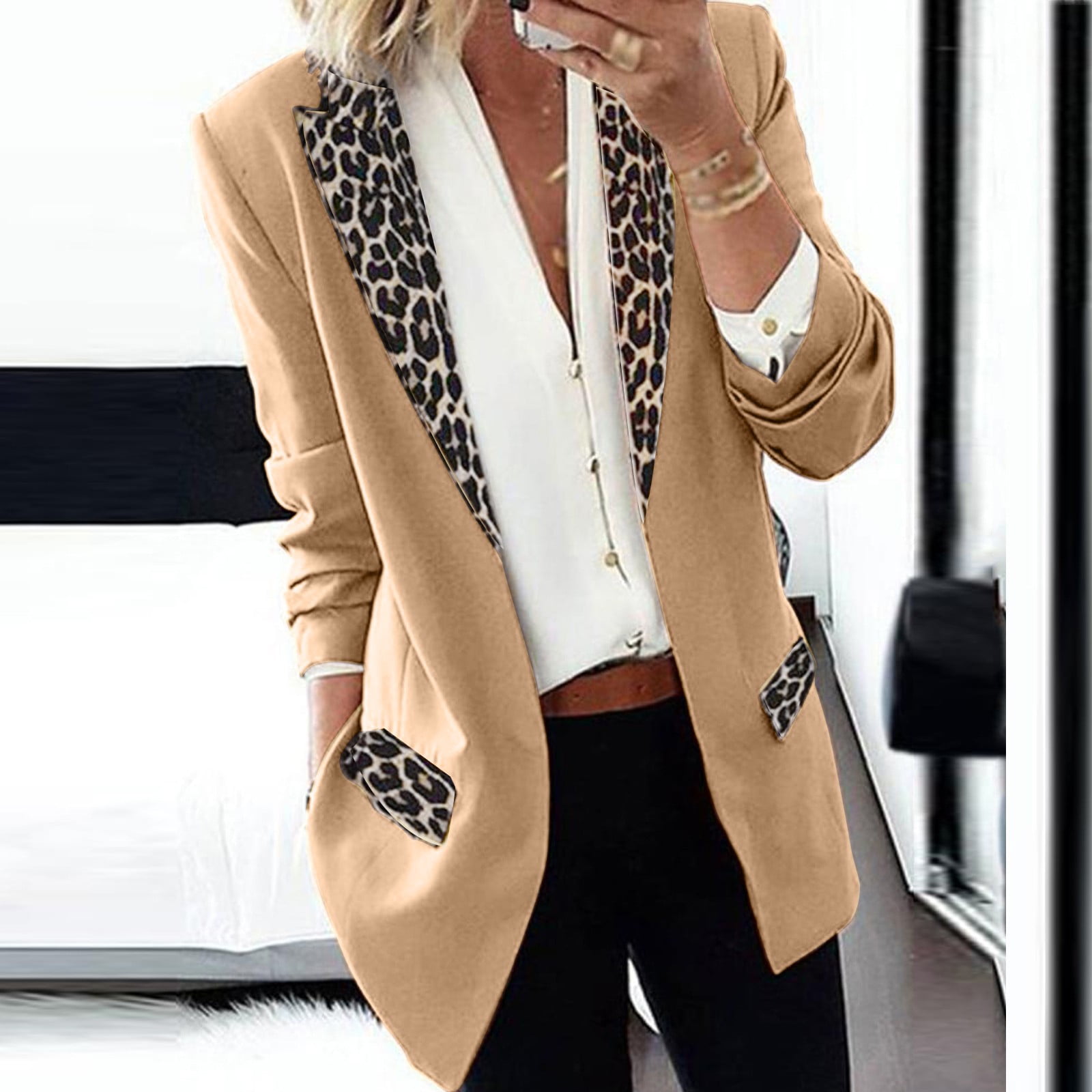 purcolt Women's Solid Casual Slim Formal Business Blazer One Button Open  Front Long Sleeve Lapel Work Office Blazer Jackets Fashion Long Cardigan