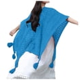 thumbnail image 1 of Winter Scarf Shawl Wraps for Women Winter Knitted Cape Open Front Sweater with Tassels Scarves for Women Blue One Size, 1 of 4
