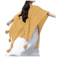 thumbnail image 1 of Winter Scarf Shawl Wraps for Women Winter Knitted Cape Open Front Sweater with Tassels Scarves for Women Light Yellow One Size, 1 of 4