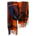 thumbnail image 1 of Winter Scarf, Warm Scarfs, Cold Weather Accessories, Fringe Scarves - Orange bottom Tibetan green, 1 of 5