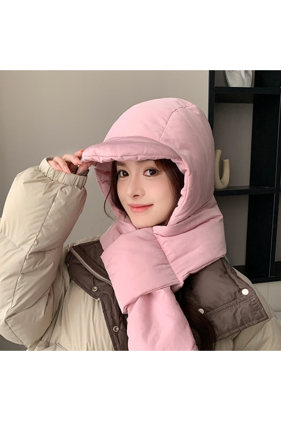 Winter Scarf Windproof Ear Protector Pullover Hat | Nylon Fleece Neck Hood for Men Women | Integrated Face Cover, Thick Warm, Soft Insulated, Lightweight Winter Gear, Pink, 20x20cm Durable Outdoor