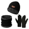 thumbnail image 1 of Winter Scarf for Men with Beanie Hat and Gloves SetSeasonal Warm Three Piece Hat Bib Gloves Scarf And Fleece Cycling Screen Knitted Hat, 1 of 4